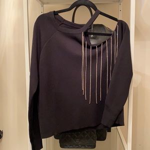 Zara Black Fringe Sweater size L